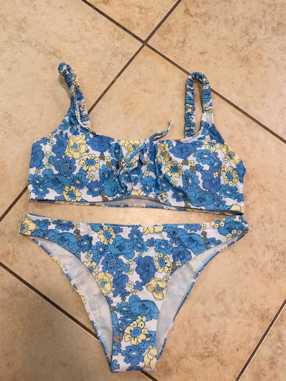 SHEIN Blue and Yellow Floral Bikini Set